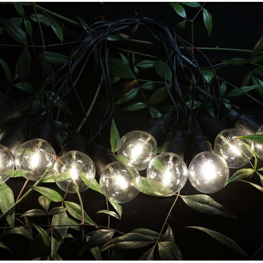 Șir LED solar 10xLED/0,5/4,5V 12 m 3000K IP44 1200 mAh + telecomandă