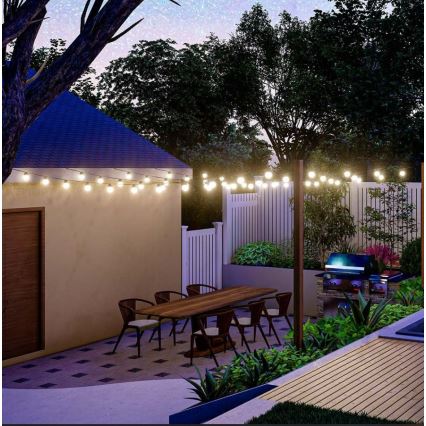 Șir LED solar 10xLED/0,5/4,5V 12 m 3000K IP44 1200 mAh + telecomandă