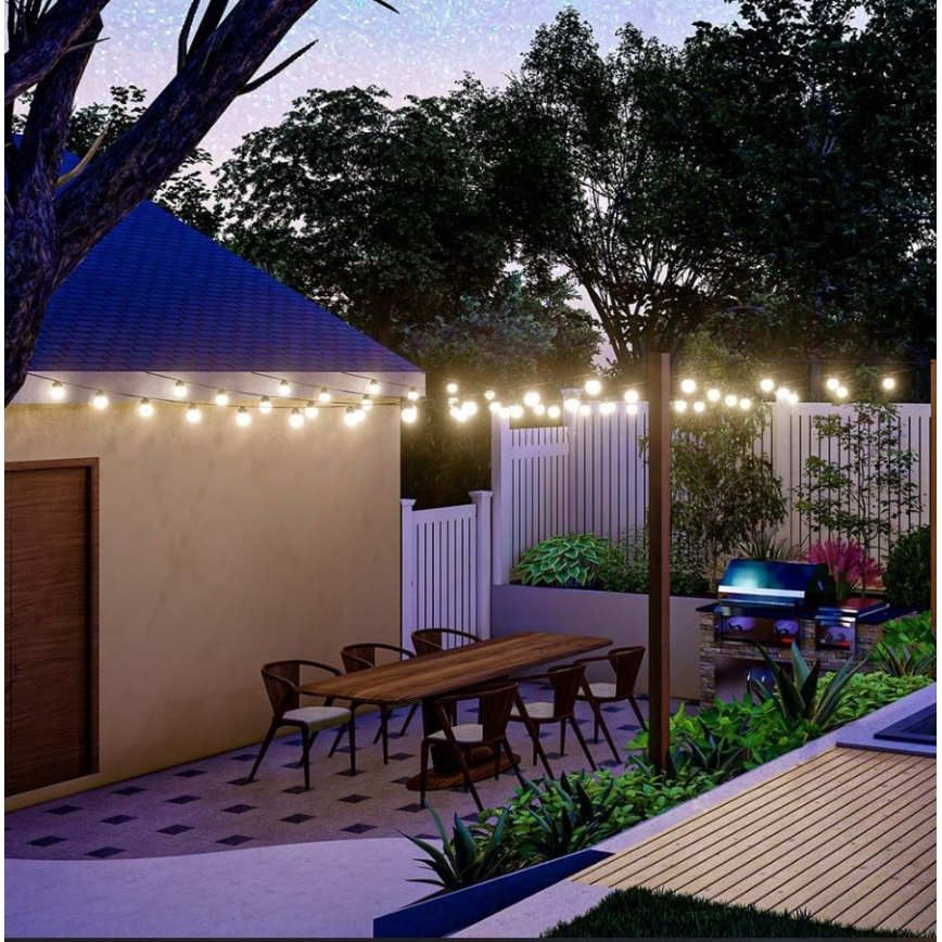 Șir LED solar 10xLED/0,5/4,5V 12 m 3000K IP44 1200 mAh + telecomandă