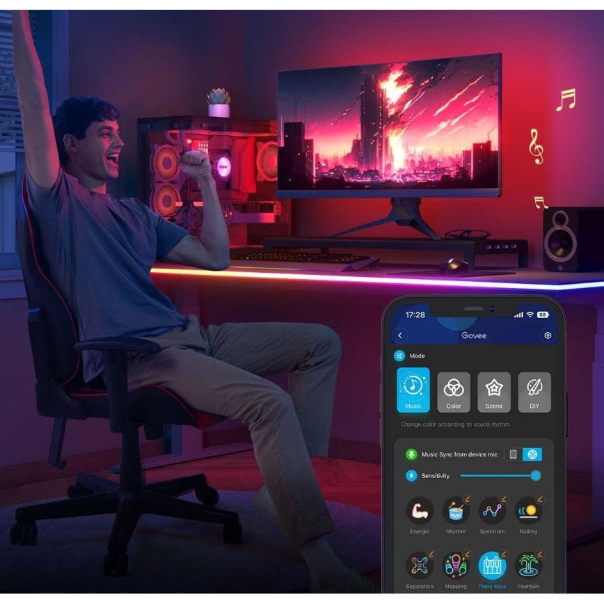 Sistem de retroiluminare de masă Govee Neon LED 3m RGBIC Wi-Fi