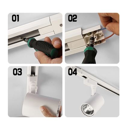 Sistem de șină monofazat, 1 m, alb