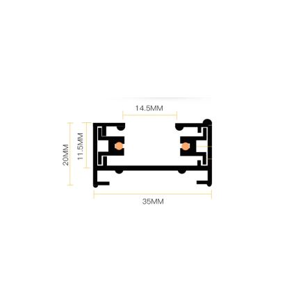 Sistem de șină monofazat, 1 m, alb