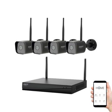Sistem inteligent de supraveghere cu 4 camere (senzor 2K+, 12V, IP65, Wi‑Fi, compatibil Tuya)