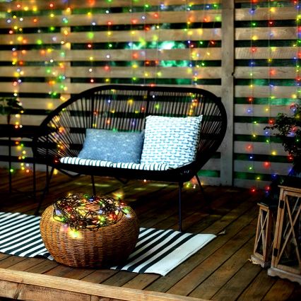 Instalație luminoasă LED pentru exterior 13 m, 100 LED, 8 funcții, IP44, multicolor