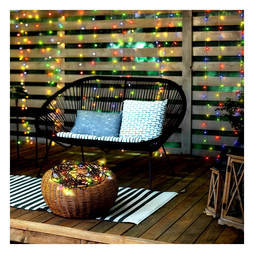 Instalație luminoasă LED pentru exterior 13 m, 100 LED, 8 funcții, IP44, multicolor