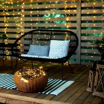 Ghirlandă LED de exterior, 50 LED, 8 funcții, 8 m, IP44, alb cald