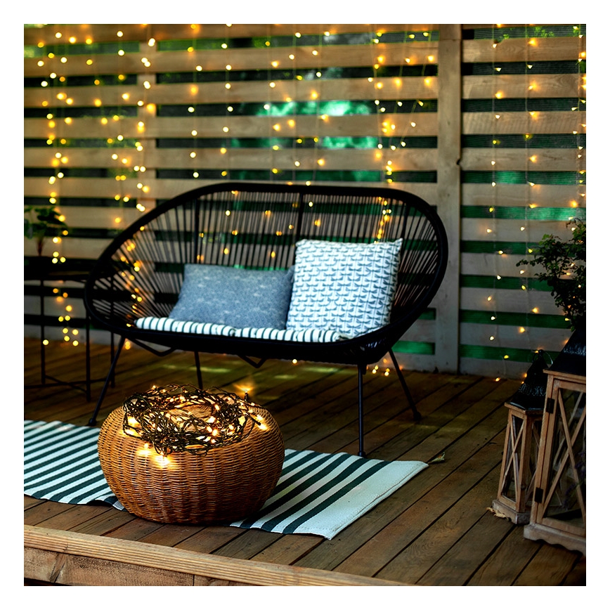 Ghirlandă LED de exterior, 50 LED, 8 funcții, 8 m, IP44, alb cald