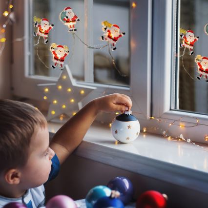 Ghirlandă LED decorativă cu ventuze, 6x LED, alimentare 2x AA, 1,2 m, alb cald, Santa