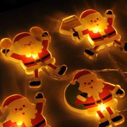 Ghirlandă LED decorativă cu ventuze, 6x LED, alimentare 2x AA, 1,2 m, alb cald, Santa
