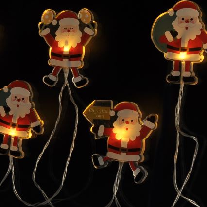 Ghirlandă LED decorativă cu ventuze, 6x LED, alimentare 2x AA, 1,2 m, alb cald, Santa