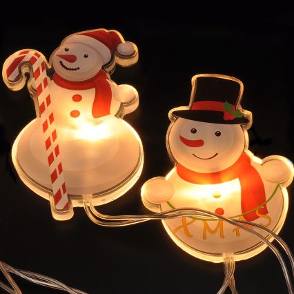 Ghirlandă LED cu ventuze 6xLED/2xAA 1,2m alb cald om de zăpadă
