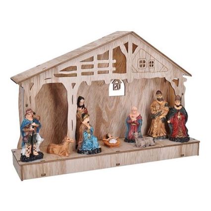 Decorațiune de Crăciun LED cu ieslea LED/2xAA