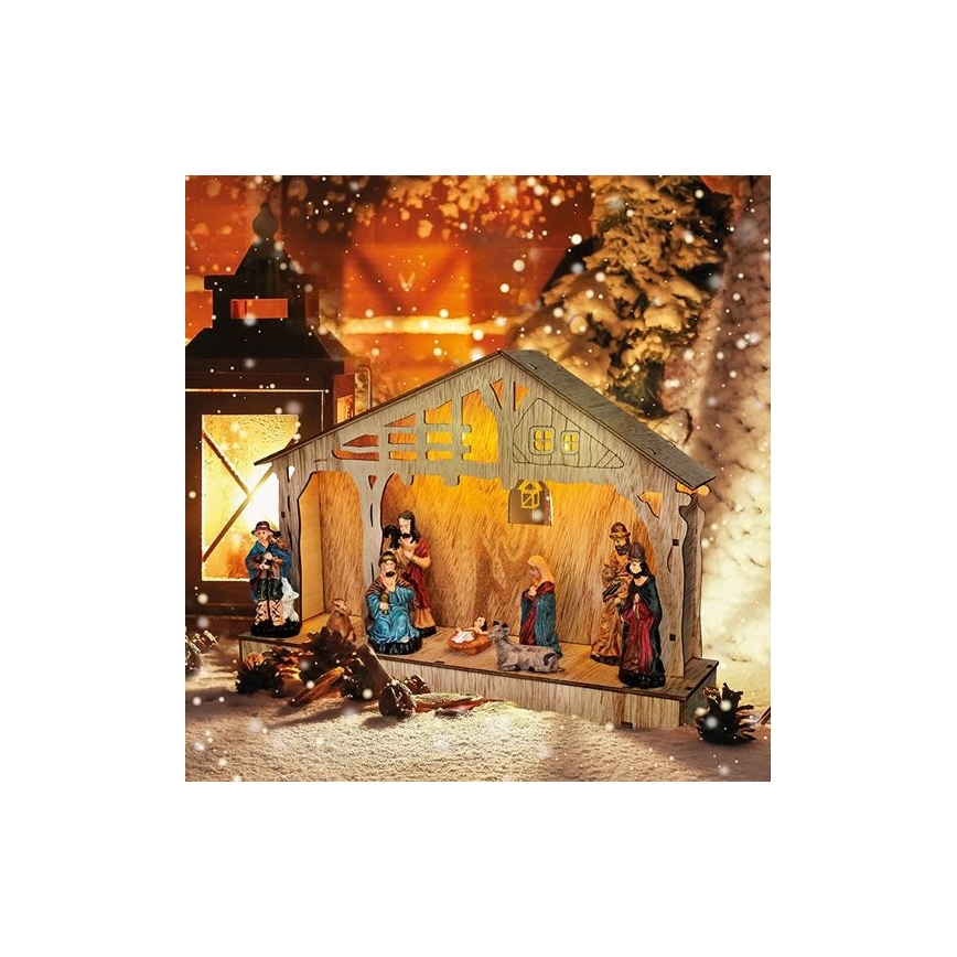 Decorațiune de Crăciun LED cu ieslea LED/2xAA