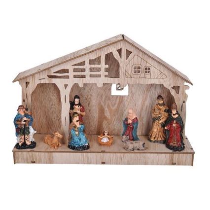 Decorațiune de Crăciun LED cu ieslea LED/2xAA