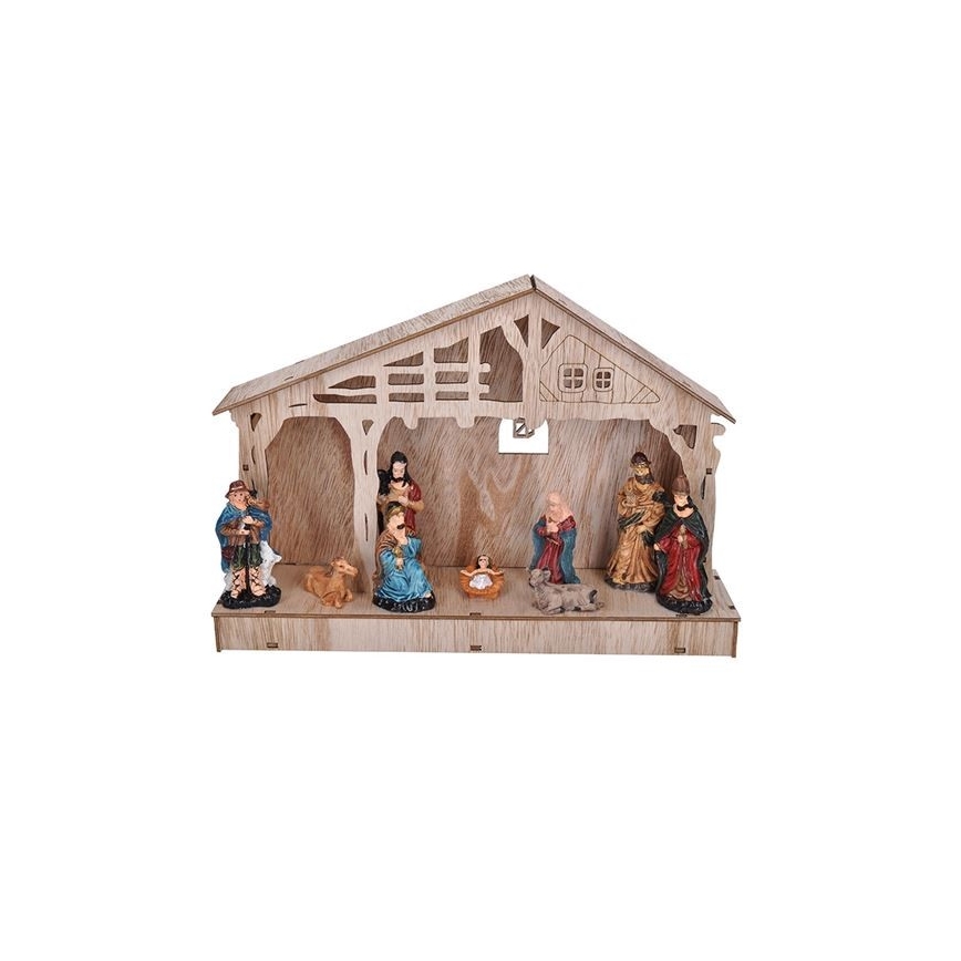 Decorațiune de Crăciun LED cu ieslea LED/2xAA