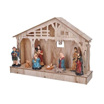 Decorațiune de Crăciun LED cu ieslea LED/2xAA