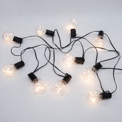 Ghirlandă LED decorativă pentru exterior, 10x LED, alimentare 3x AA, 3 m, IP44, alb cald
