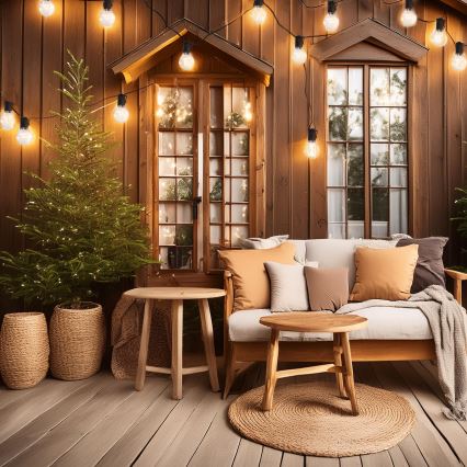 Ghirlandă LED decorativă pentru exterior, 10x LED, alimentare 3x AA, 3 m, IP44, alb cald