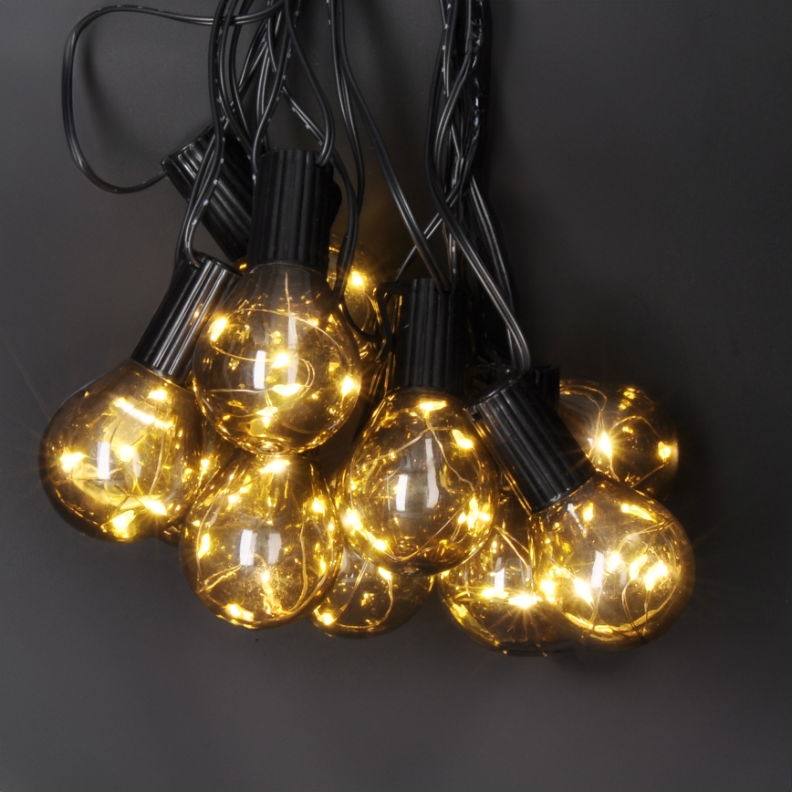 Ghirlandă LED decorativă pentru exterior, 10x LED, alimentare 3x AA, 3 m, IP44, alb cald