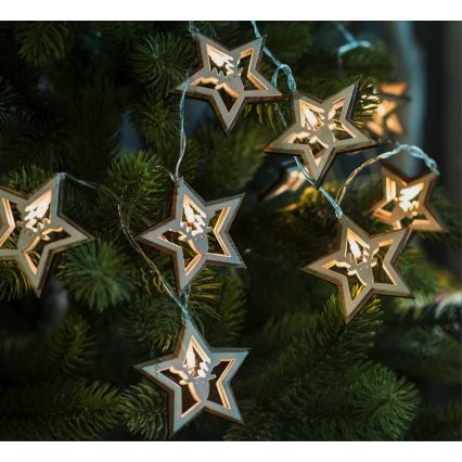 Ghirlandă LED, 10x LED, 1,8 m, alimentare 2x AA, alb cald