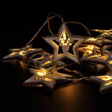 Ghirlandă LED, 10x LED, 1,8 m, alimentare 2x AA, alb cald