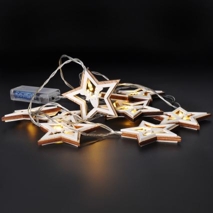 Ghirlandă LED, 10x LED, 1,8 m, alimentare 2x AA, alb cald