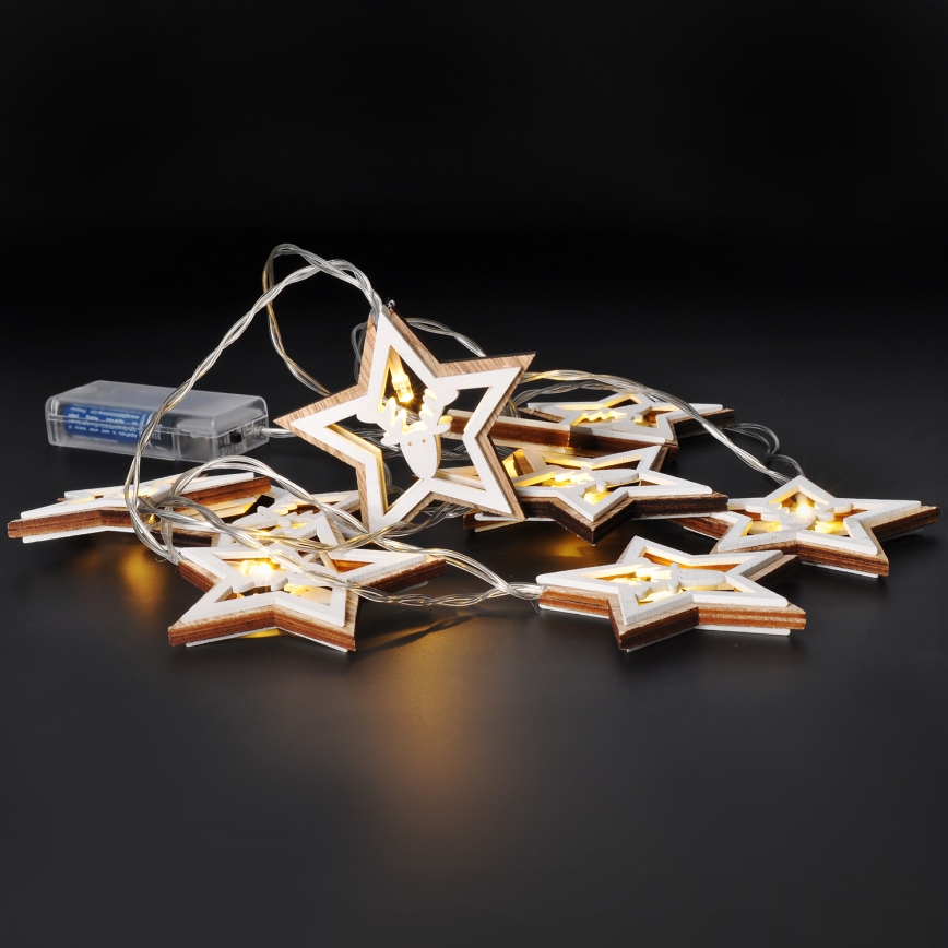 Ghirlandă LED, 10x LED, 1,8 m, alimentare 2x AA, alb cald