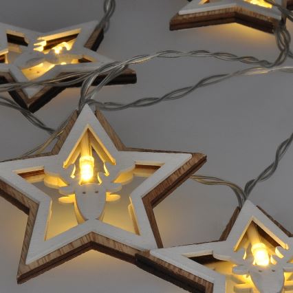 Ghirlandă LED, 10x LED, 1,8 m, alimentare 2x AA, alb cald