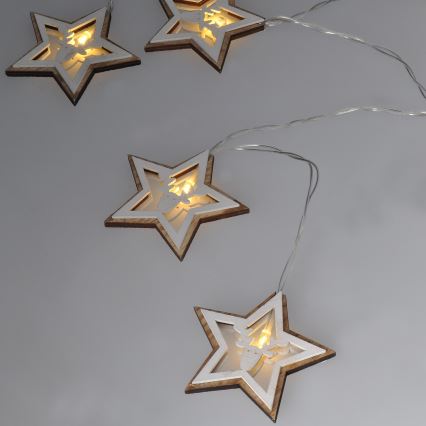 Ghirlandă LED, 10x LED, 1,8 m, alimentare 2x AA, alb cald