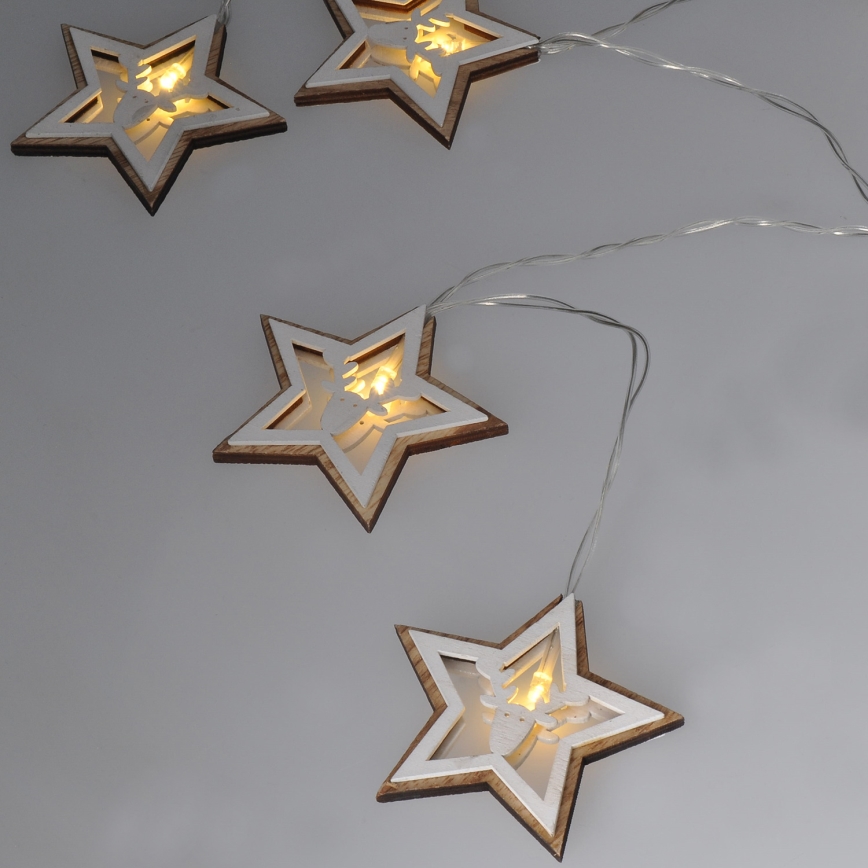 Ghirlandă LED, 10x LED, 1,8 m, alimentare 2x AA, alb cald