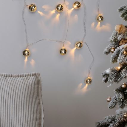 Ghirlandă LED cu 10 LED, alimentare 2xAA, alb cald, 1,8 m, clopoței