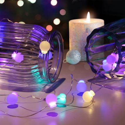 Ghirlandă LED multicolor, 40 LED, 4,3 m, alimentare 2x AA