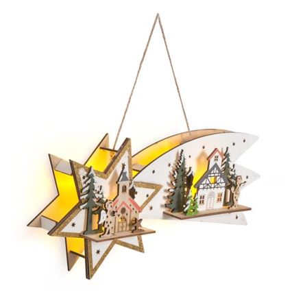 Decorațiune LED de Crăciun — cometă, 10x LED, alimentare 2x AA