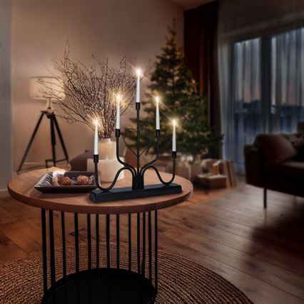 Suport lumânare LED de Crăciun, 5xLED/2xAA, alb cald