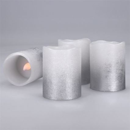 Set 4 lumânări LED din ceară naturală, 1x CR2032, alb cald