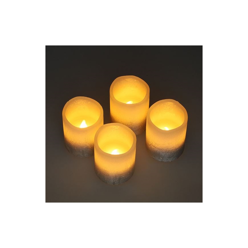 Set 4 lumânări LED din ceară naturală, 1x CR2032, alb cald