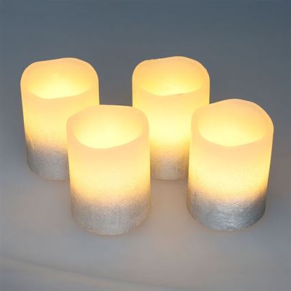 Set 4 lumânări LED din ceară naturală, 1x CR2032, alb cald