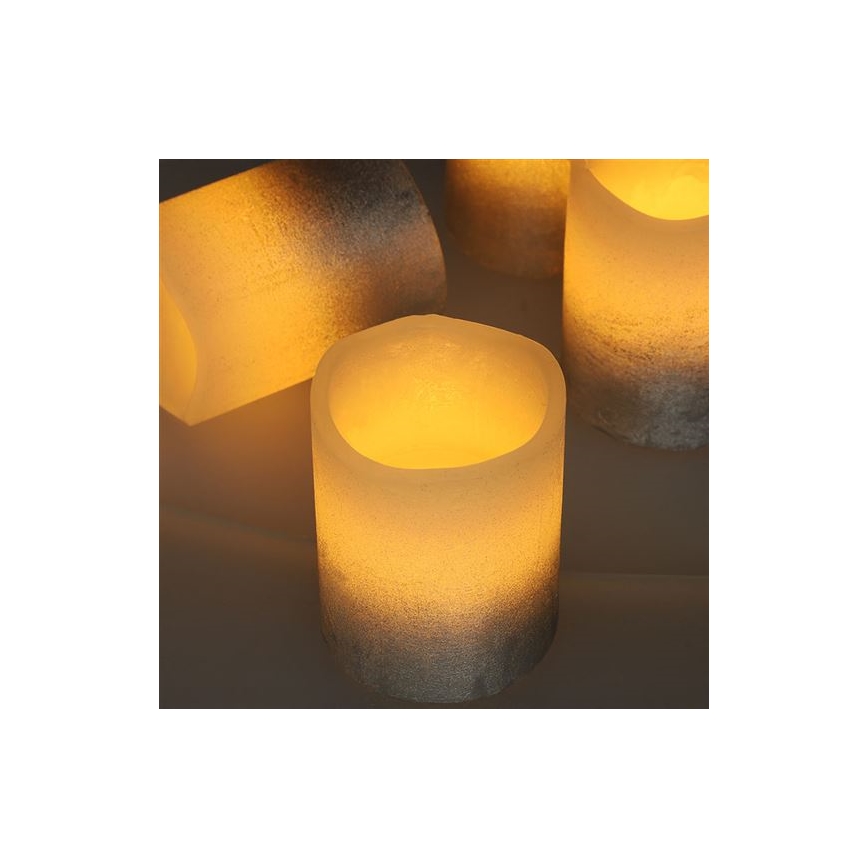 Set 4 lumânări LED din ceară naturală, 1x CR2032, alb cald