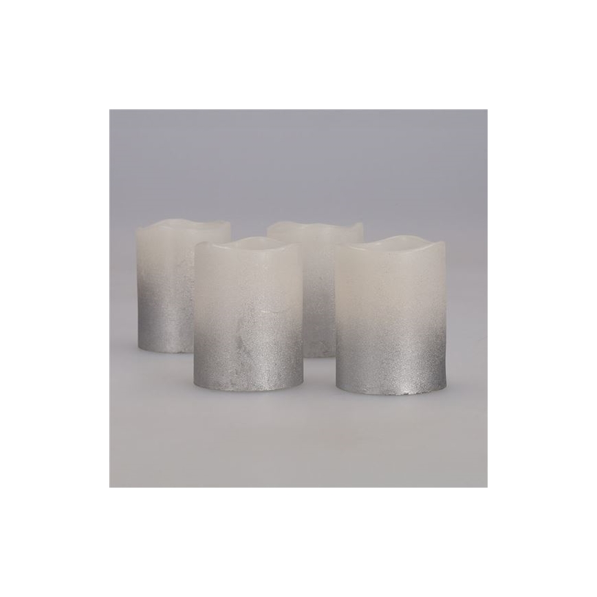 Set 4 lumânări LED din ceară naturală, 1x CR2032, alb cald