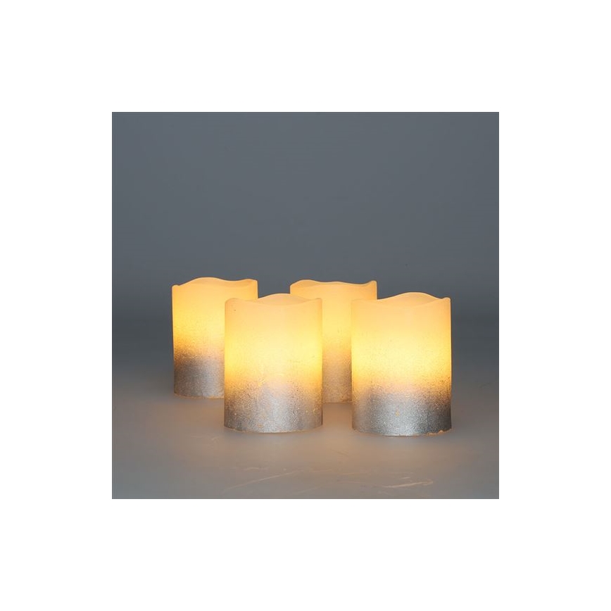 Set 4 lumânări LED din ceară naturală, 1x CR2032, alb cald
