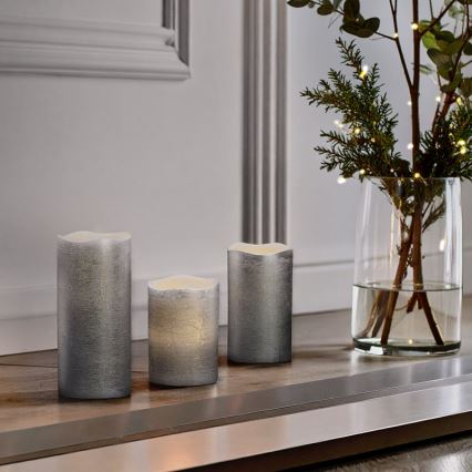 Set 3 lumânări LED, alb cald, alimentare 3x AAA