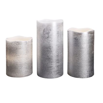 Set 3 lumânări LED, alb cald, alimentare 3x AAA