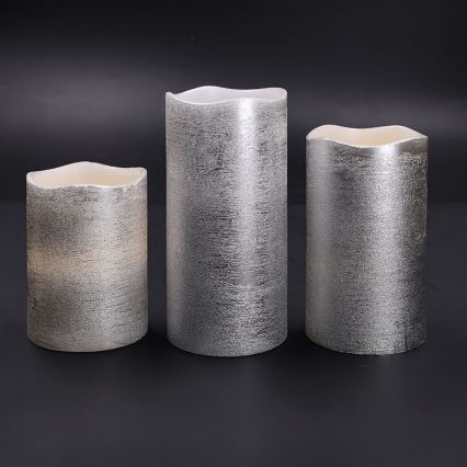 Set 3 lumânări LED, alb cald, alimentare 3x AAA