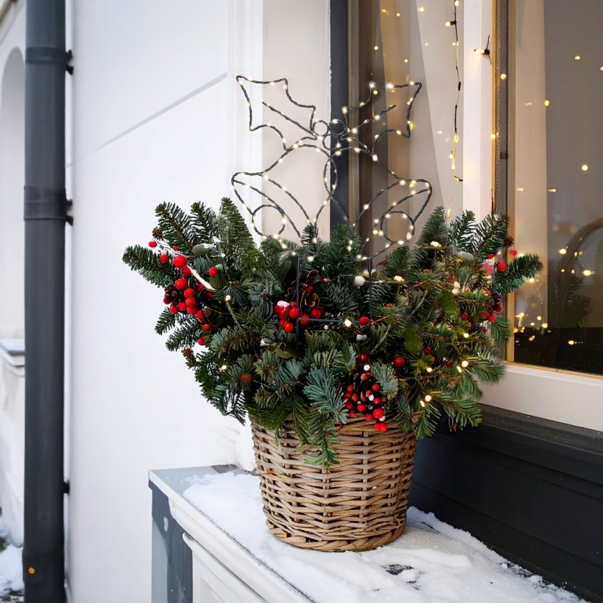 Decorațiune LED de Crăciun pentru exterior, 100xLED/3xAA, IP44, alb cald, clopoței