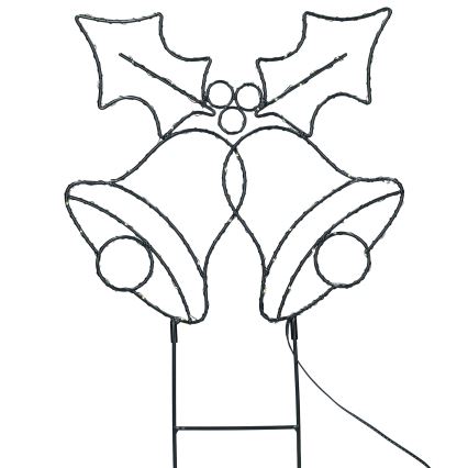 Decorațiune LED de Crăciun pentru exterior, 100xLED/3xAA, IP44, alb cald, clopoței