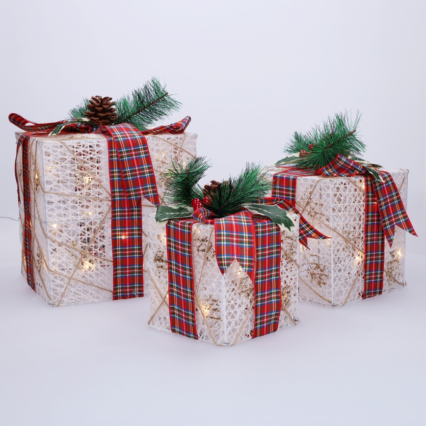 Set 3x LED cadou de Crăciun 48xLED/3,6W/230V IP44 alb cald