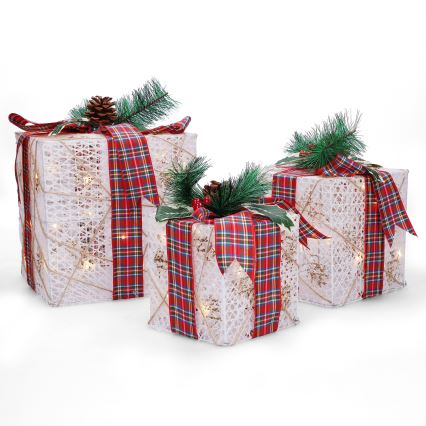 Set 3x LED cadou de Crăciun 48xLED/3,6W/230V IP44 alb cald