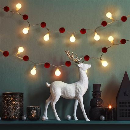 Ghirlandă LED 20 LED, alimentare 2xAA, 1,8 m, alb cald