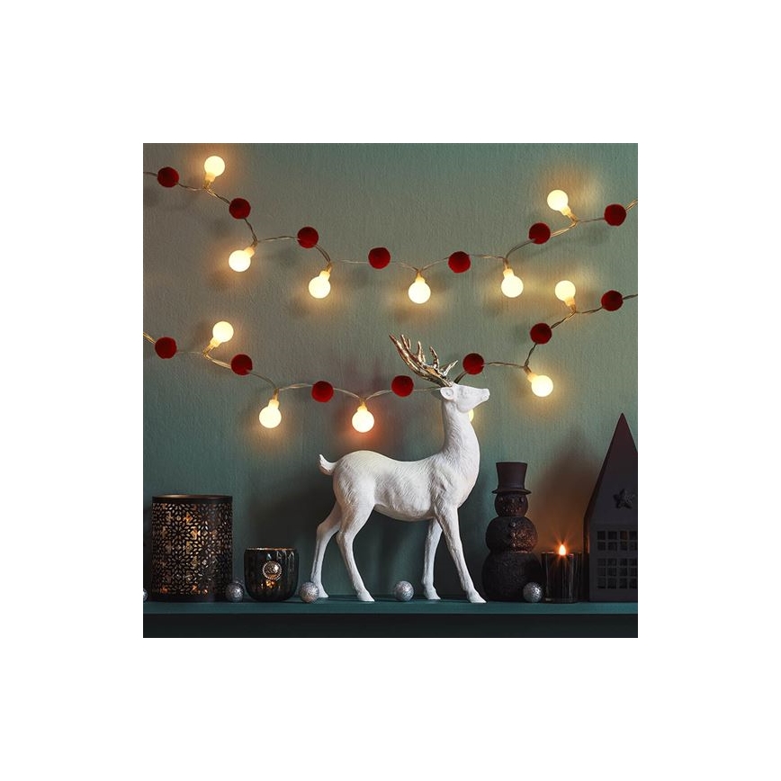 Instalație luminoasă de Crăciun cu LED 20xLED/2xAA 1,8 m alb cald