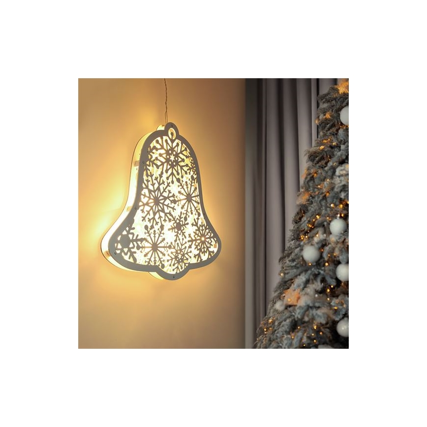 Clopoțel decorativ LED de Crăciun, 9xLED/2xAA, alb cald